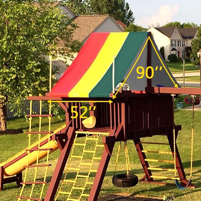 MOFEEZ 52" x 90" Swing Set Replacement Tarp for Play Set Outdoor, 100% PVC Vinyl Coated Marine Grade Fabric, Multi-Color