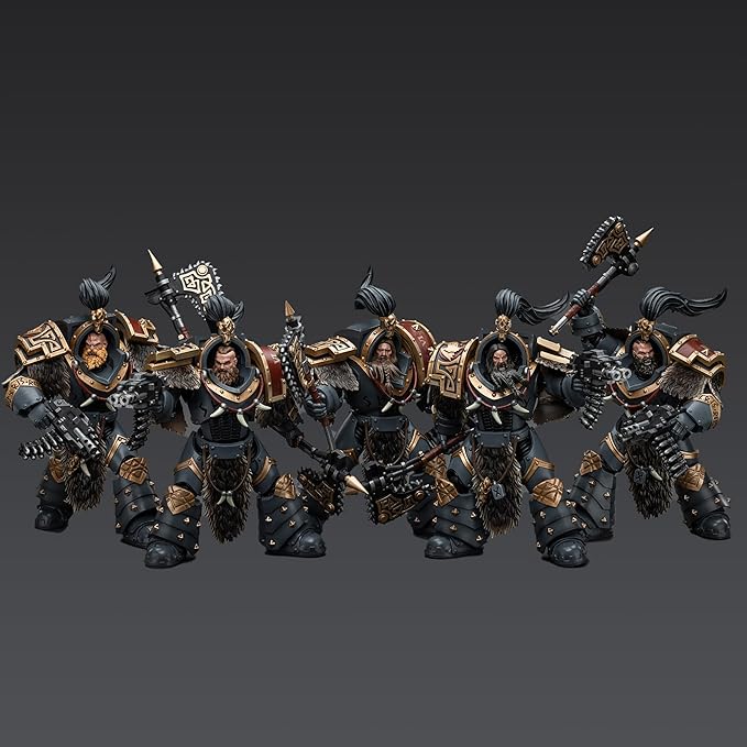 JOYTOY 1/18 Warhammer Space Wolves Varagyr Wolf Guard Squad Terminator 1-4 and Thegn 5PCS Collection Model 5.59 inch Birthday Gift