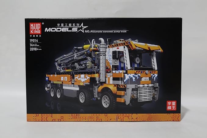 Mould King 19014 Tow Truck Building Blocks Kit, Pneumatic Concrete Pump Truck Model, Engineering Crane Toy for Adults, Collectibles Gift(2098 Pieces)