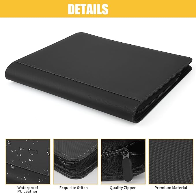 GERMUN Toploader Binder, Holds 324 Toploaders, 9 Pocket Top Loader Binders with Sleeves for 3 x 4'' Toploaders, Double-Sided Pocket Top Loader Storage Binder, Trading Card Binder - Diamond Black