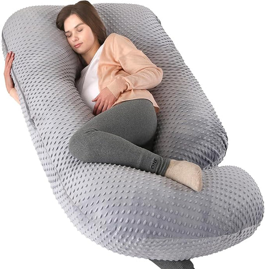 U-Shaped Full Body Pregnancy Pillow for Sleeping – 57" Maternity Pillow with Removable Cover, Support for Back, Legs, Belly & Hips (Velvet-Black Grey)