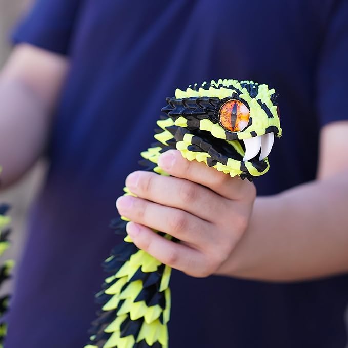 Super Large 3D Printed snake with a movable mouth,47.4inch,Flexible Realistic Articulated Animal Fidget Toys,Mystery Figurines Gifts ,Executive Desk Décor and Festival Collectible (BY 47.4inch)