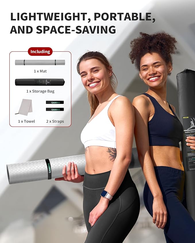 CAMBIVO Yoga Mat 72" x 48" Large Workout Mat for Home Gym Flooring | 6mm-12mm (0.24"-0.48") Extra Thick Exercise Mat for Apartment Fitness | High-Density TPE Cushioning for Joint Protection