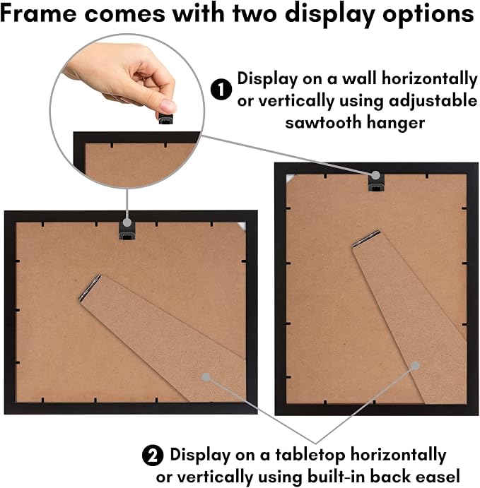 Americanflat 9x12 Picture Frame with Shatter-Resistant Glass - Use as 6x8 Frame with Mat or Display 9x12 Photo Without Mat - Signature Collection - Picture Frames for Tabletop and Wall Display - Black | Shatter-resistant glass, wall or tabletop display...