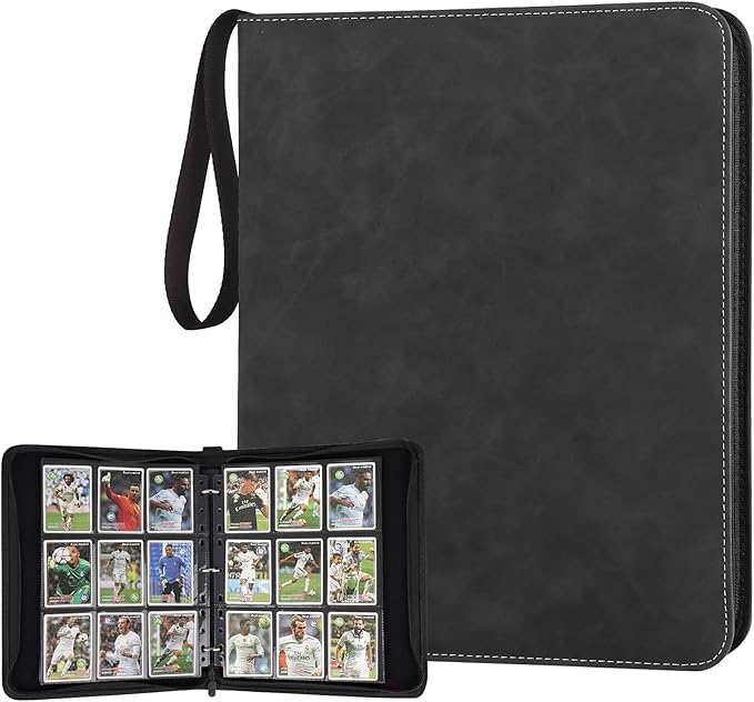 GERMUN 9 Pocket Card Binder, Premium Zip Trading Card Binder, 720 Double Sided Pocket PU Card Collection Binder, Collector Card Album, Card Folder for MTG, TCG, Sports Cards, Game Cards (Black1)