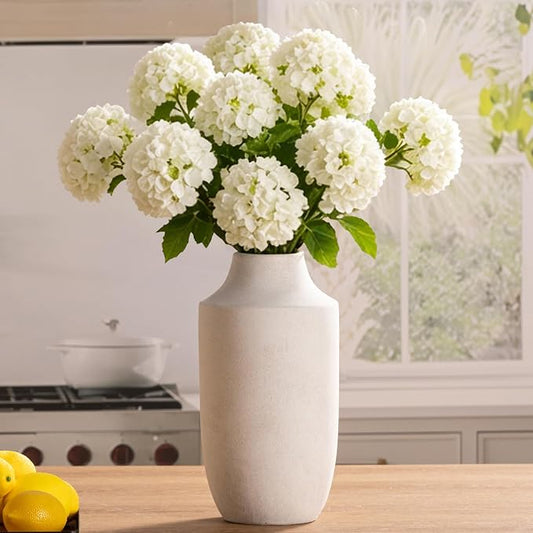 Mitt&Ditt Ceramic Flower Vase, 12.5 inch Tall Off-White Vase, Large Decorative Terracotta Vases, Farmhouse Rustic Pottery Vases for Home Decor, Living Room, Table