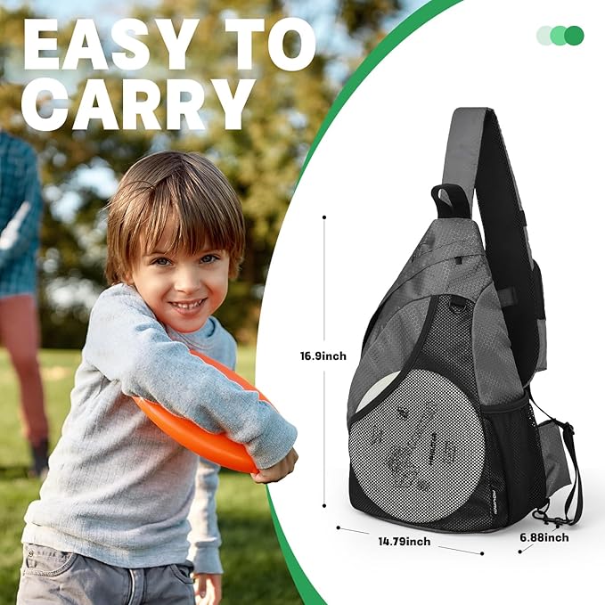MOYAQI Disc Golf Bag with Retriever Holder and Storage Pockets, Disc Golf Backpack with 8-10 Disc Capacity, Padded Adjustable Strap and Back Panel, Lightweight and Durable