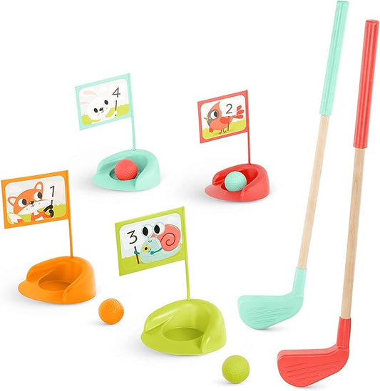 B. toys – Wooden Golf Set for Toddlers with Storage Bag – Sports & Outdoors Pretend Play Toy – 15 Pieces Set – 3+ Years