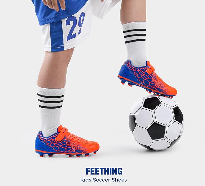 Kids Soccer Cleats for Boys Girls Soccer Shoes Firm Ground Youth Lightweight Athletic Training Football Cleats for Little/Big Kid