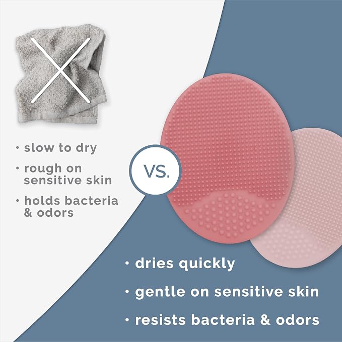 S&T INC. Exfoliating and Massaging Cradle Cap Bath Brushes for Baby, Silicone - 2 Inch x 2.5 Inch, Pink, 2 Pack