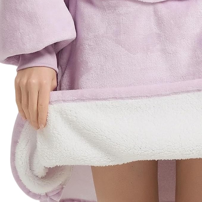 Krifey Wearable Blanket Hoodie, Oversized Sherpa Fleece Sweatshirt with Giant Pocket, Birthday Gifts for Women, Mom, Sister, Whisper Lavender