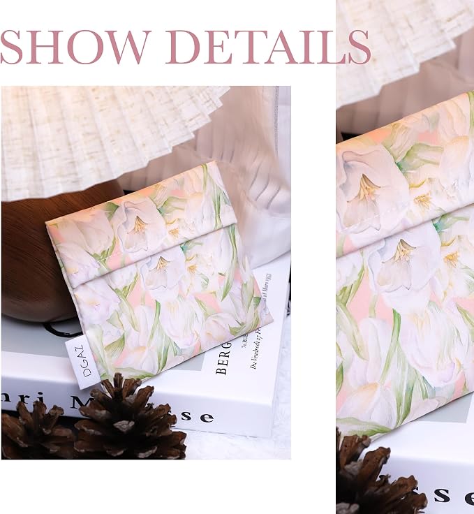 DGAZ Sanitary Napkin Storage Bag for Teen Girls, Portable Period Organizer for Panty Liners/Menstrual Cup/Small Tampons, Mini Makeup Pouch for Purse (French Tulips)