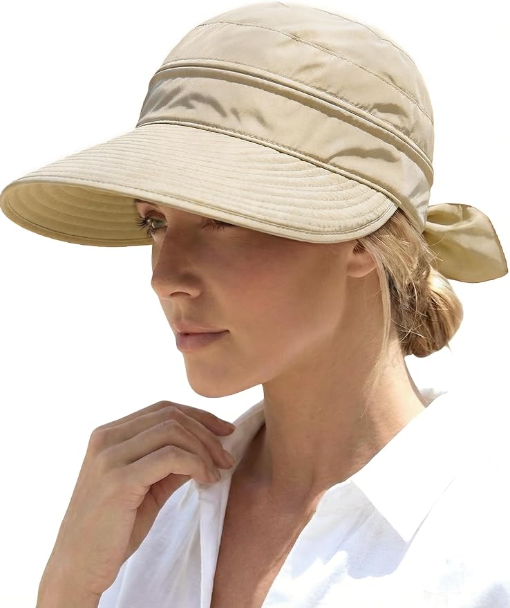 2-in-1 Women’s Sun Visor Sun Hat Zipper Off Ponytail Friendly, Lightweight Quick Dry, Summer UV Protection