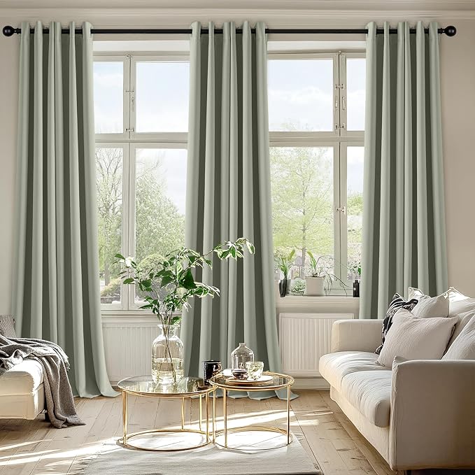 MIULEE Blackout Curtains for Bedroom 2 Panels 40 x 96 Inch Long Sage Green | Thermal Insulated, Living Room Darkening Grommet Drapes, Noise Reducing, Light Blocking Window Treatments