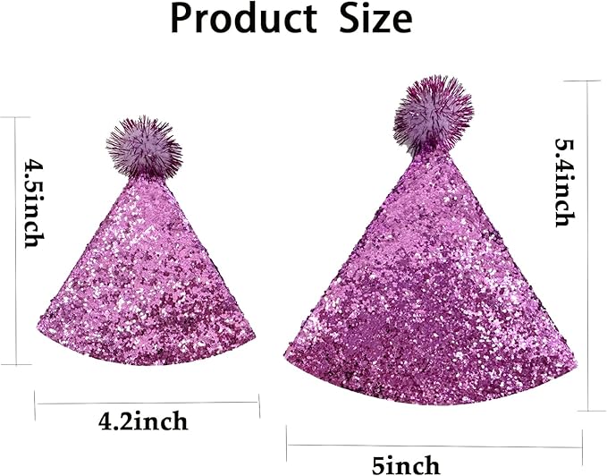Dog Birthday Hat Set for Small Medium Dogs Cat Puppies, Mini Party Hat with Adjustable Headbands, Cute Pet Hat with Pompons for Birthday Christmas Party Decoration Accessories (Large 4 inch 10pcs)