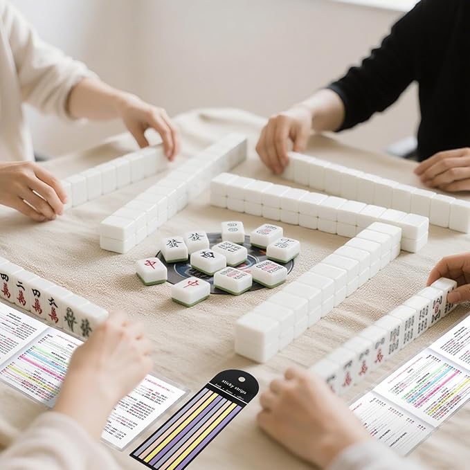 640 pcs Mahjong Card Line Finder Highlighter Tape, Mahjong Line Highlighter Stripe, Transparent Sticky Card Markers Tabs, Mahjong Game Rule Reader, Reusable & No Adhesive Residue (Solid color + Lines)