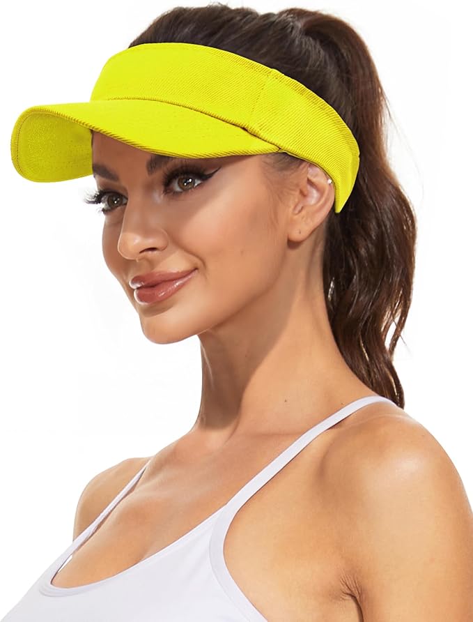 Zando 3.2" Structured Brim Visor Hats for Women, UPF 50+, Golf/Tennis | 3.2"Structured Brim Adds Sun Coverage, Steady View, Quick-dry Sweatband, Open-Top Ponytail Fit, Adjustable Fit & Lightweight