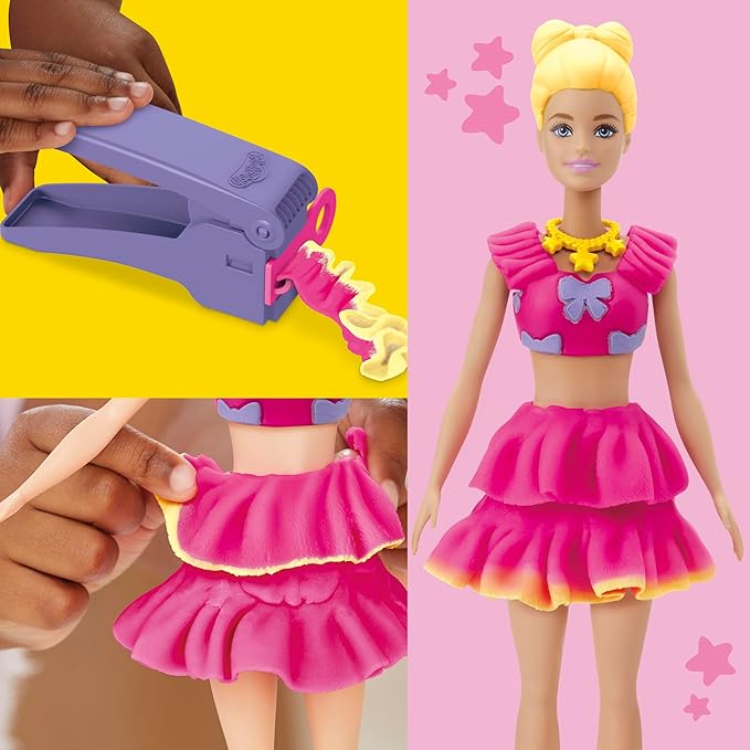 Play-Doh Barbie Ruffles and Bows Set, Make Doll Clothes with Modeling Compound & 9 Fashion Accessories, Arts & Crafts for Girls & Boys 5+