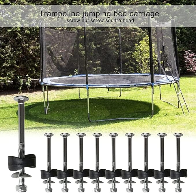 PXRJE 12 Pieces Trampoline Enclosure Pole Gap Spacers,Galvanized Steel Trampoline Screws,Jumping Bed Carriage Screw,Trampoline Stability Tool Set(Size:12PCS)