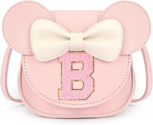 mibasies Toddler Purse Girl Gifts: Girls Birthday Gifts for 3-8 - Toys for Ages 2-4 Girls Mouse Ears Purse, Pink, Letter B