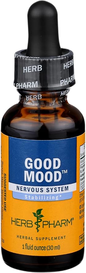 Herb Pharm Good Mood Support Supplement: with St. John's Wort & Certified Organic Ashwagandha | Positive Mood & Emotional Balance Support Tincture| Fast-Absorbing, Non-GMO |Up to 2 Week Supply, 1 oz*