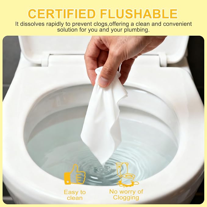 twoworld 50 Feminine Wipes Flushable Travel Individually Wrapped | Travel Wipes for Women,Feminine Care Wet Wipes Travel Size Vaginal Wipes for Adult,Girl and Homeless(Lemon)