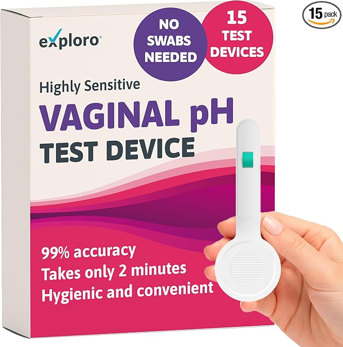 Exploro pH Balance Test Strips for Women, Vaginal Health Monitor, 15 Count | Routine Feminine Wellness Checks at Home, Clear Color Chart, Results in 15 Seconds, Gentle, Discreet and Simple to Use