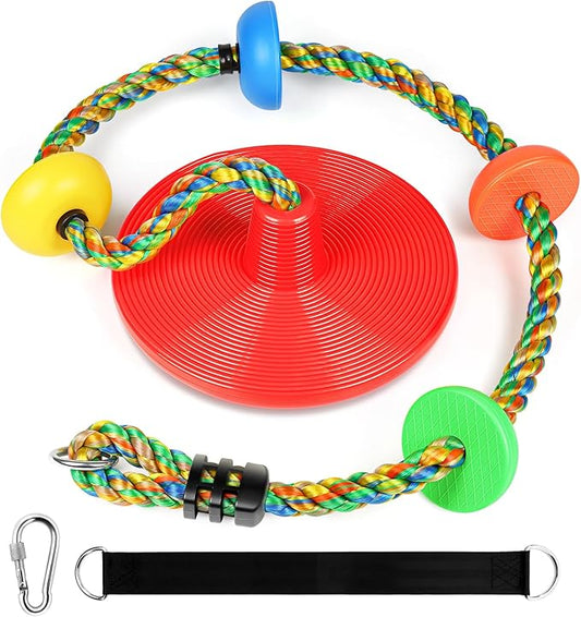 ZNCMRR Rope Swing for Tree Disc Swings Tree Swing for Kids Single Disc Seat and Climbing Rope for Kids Heavy Duty Swing Set for Backyard Playground Accessories Swingset Accessories Outdoor(Red)