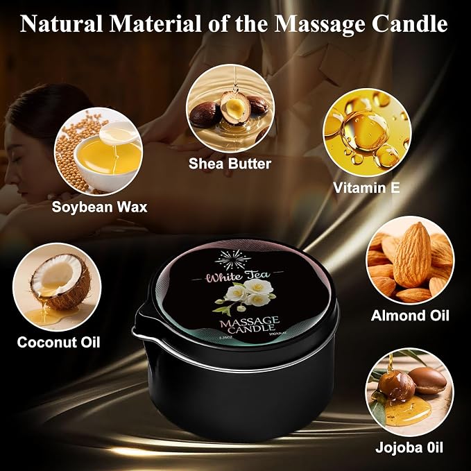 6 Pack Massage Candle Set, Low Temp Scented Massage Oil Candles, Soy & Coconut Oil Based Candles for Home Spa Relaxation