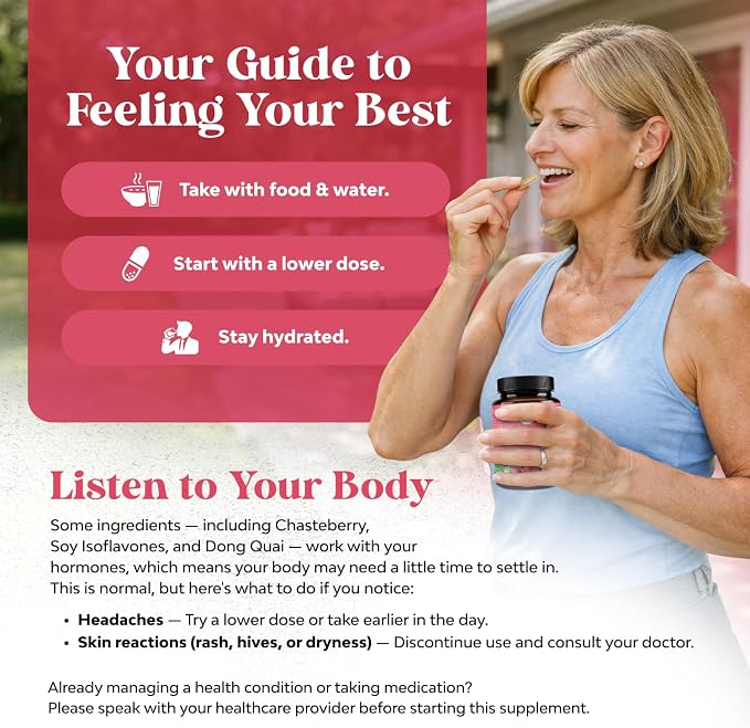 Complete Herbal Menopause Supplement for Women - Multibenefit Menopause Ease Hormone Balance for Women for Night Sweats Mood and More with Dong Quai Vitex Chaste Berry and Black Cohosh - 90 Count