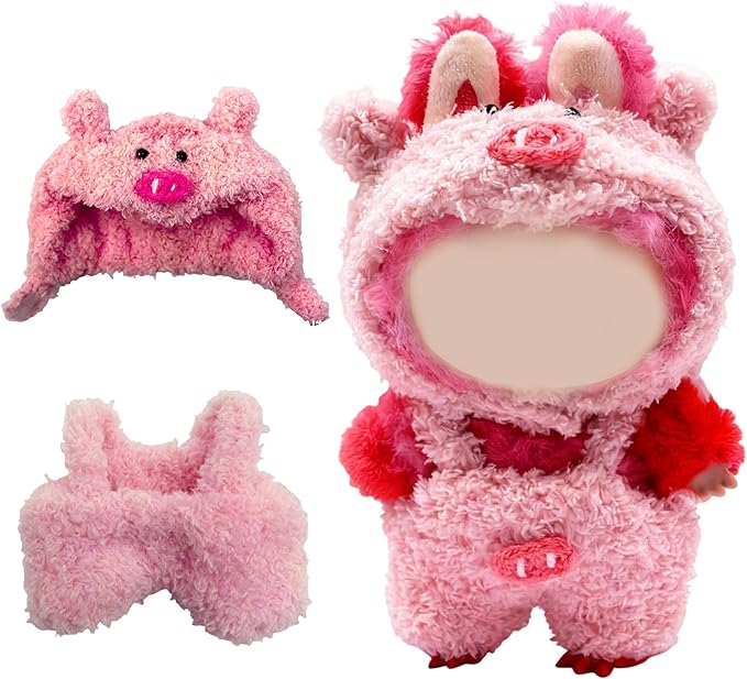 17cm Doll Clothes, Bear Outfits for Clothes Set, Premium Fashion Dolls Keychain Accessories, Faking Animal Style Outfit Jumpsuit (Zhu)