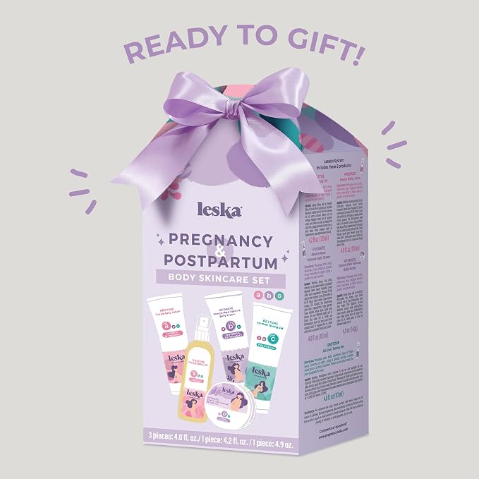 Leska Maternity Gift Set | Belly Lotion, Belly Oil, Stretch Mark Defense Cream & Belly Butter, Toning Gel | All-Stages Skincare for Pregnancy & Postpartum | New Mom Gifts (Set of 5, 4-4.93oz each)