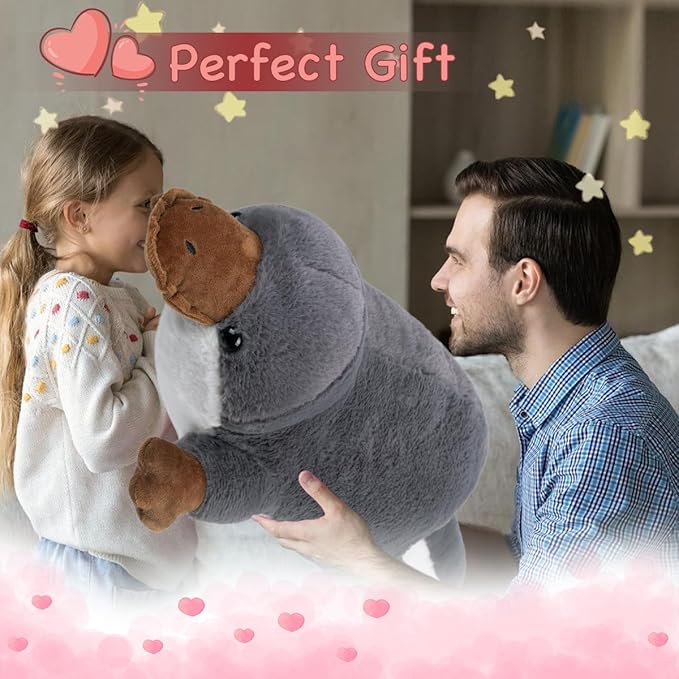 ARELUX Soft 18in Platypus Stuffed Animals: Platypus Plush Cute Cuddly Body Pillow Hug Sleeping Fluffy Wild Animal Toys Bed Decor Plushie Doll Friends Family Member