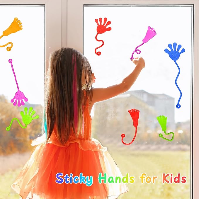 Sticky Hands Bulk 30 PCS Party Favors for Kids 4-8,8-12 Year Stretchy Sticky Hand Feet Goodie Bags Stuffers for Kids Mini Classroom Prizes Student Gifts Teacher Birthday Halloween Trinkets Slap Hand