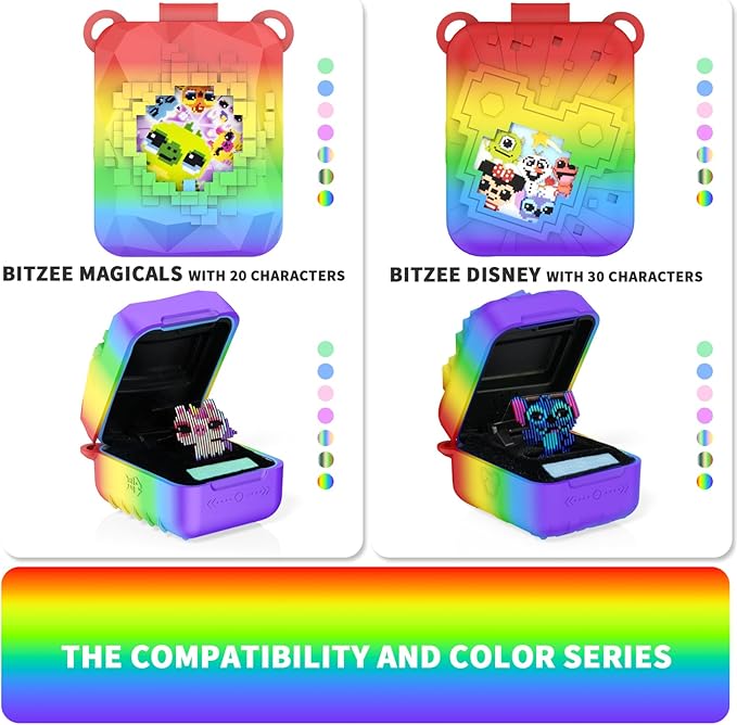 Soft Silicone Case for Bitzee Disney Interactive Toy Digital Pet, Shockproof and Protective Carrying Case for Bitzee Disney Virtual Electronic Pets with Lanyard for Kids (Rainbow)