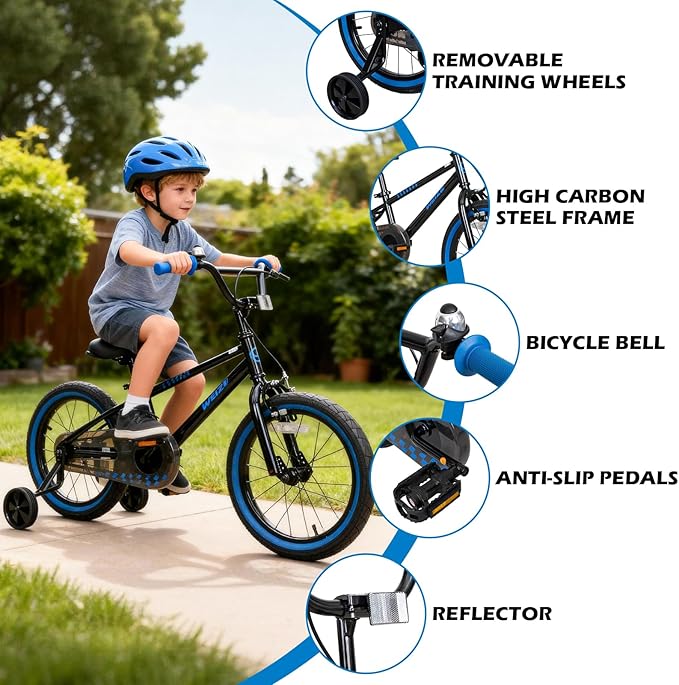 WEIZE Kids Bike,14 16 20 Inch Children Bicycle for Boys Girls Ages 3-12 Years Old, Rider Height 32-60 Inch, Coaster Brake, Multiple Color Options