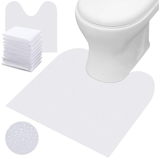 Drydiet 50 Pcs Disposable Toilet Mats 24 x 24 Inches Round Commode Potty Large Mats Training Cover Conceal Stains Non Slip U Shaped Toilet Floor Protector from Urine for Children Adults(Classical)