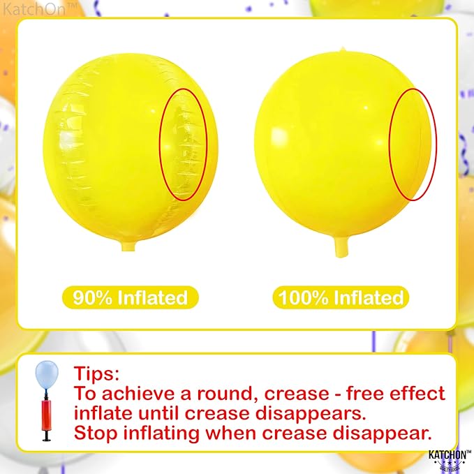 KatchOn, Huge Yellow Mylar Balloons - 22 Inch, Pack of 6 | Yellow Foil Balloons, Yellow Party Decorations | Large Balloons for Sunflower Birthday Party Decorations | Round Mylar Balloons