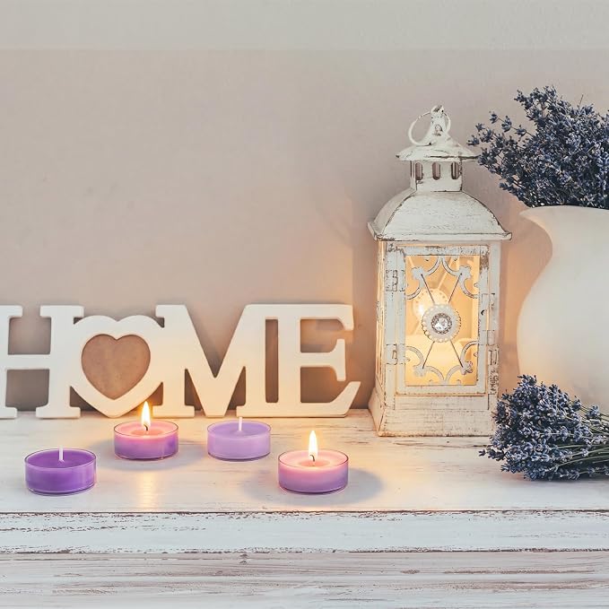 Honoson 12 Pack Tea Lights Candles Tea Light Natural Wax Scented Candle for Spring Easter Wedding Engagement Gifting Aromatherapy Anniversary Home Decor (Round,Gradient Purple)