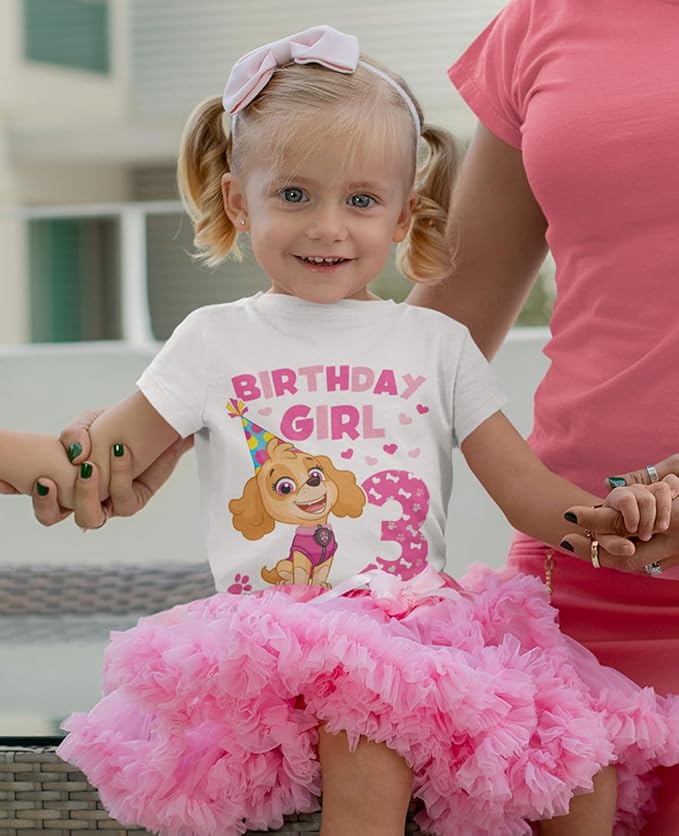 Tstars Skye Birthday Girl 3 Gifts for Three Years Old Bday Paw Patrol Theme Party Toddler Kids Girls Fitted T-Shirt A51144d
