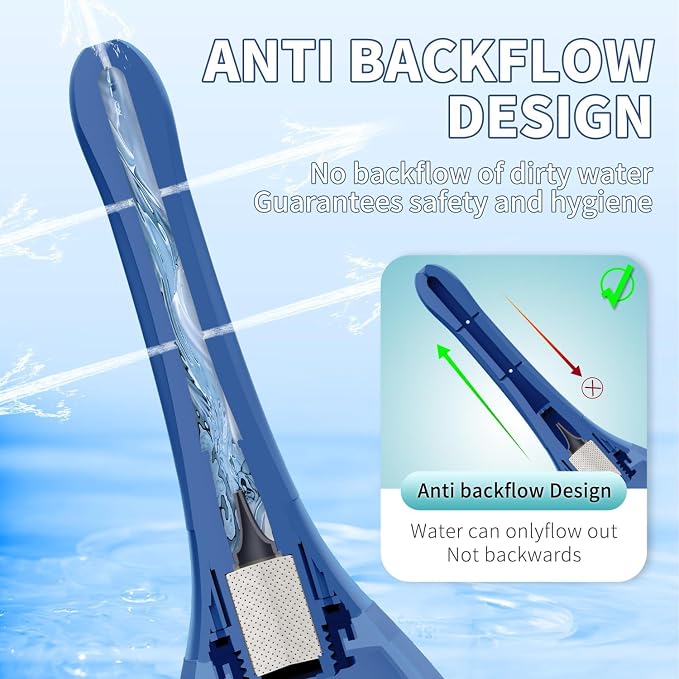 Douche for Men, Douche with 7 Water Outlets & Anti-Backflow Valve, Portable Shower Douche Rinse Kit Cleaning Device(Dark Blue)