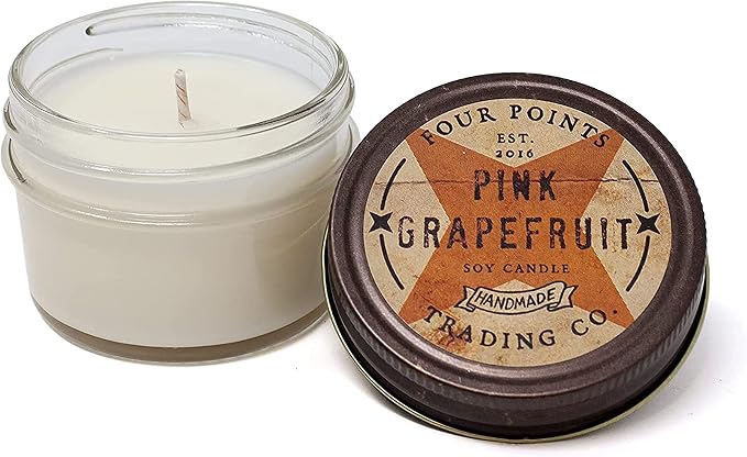 Pink Grapefruit 4 Oz Scented Soy Aromatherapy Candle w/Jar