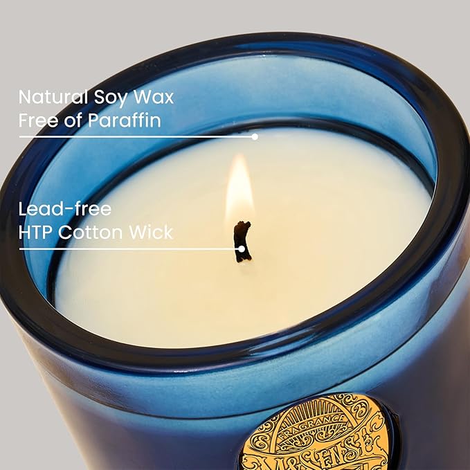 M&SENSE Natural Strong Summer Soy Candle | Peace & Blue | 9.2 oz, 50H Burn Time | Luxury Scented Candle for Relaxation, Gifting, SPA