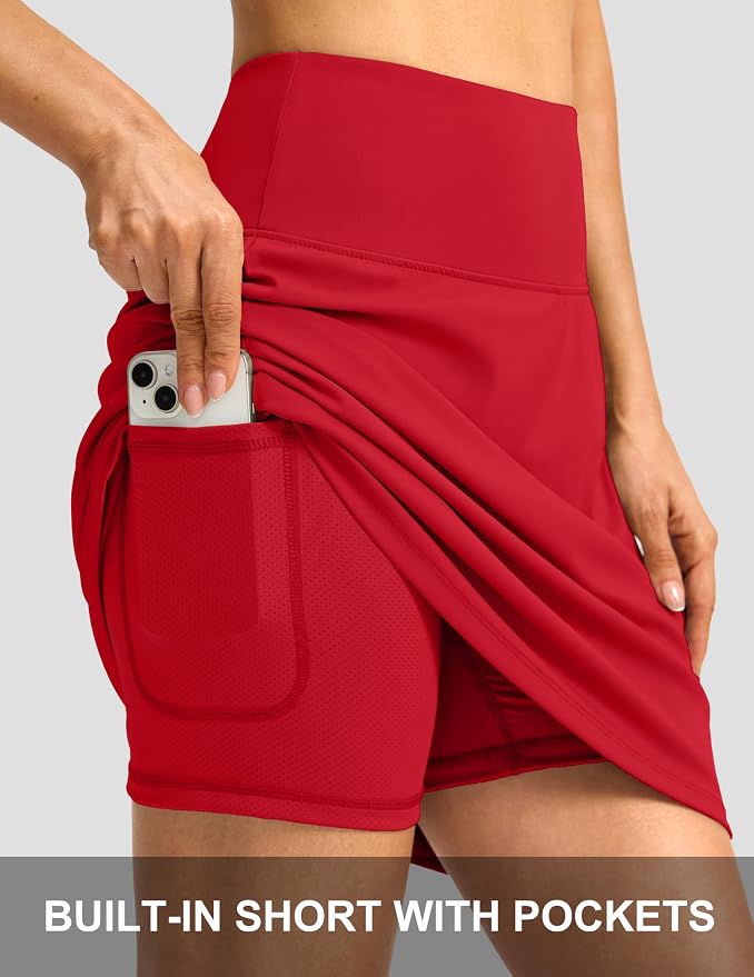 G Gradual 19" Skorts for Woman with Pockets High Waist Golf Skirt | Lightweight, Stretchy, Breathable, Tummy Control, Built-in Shorts, Athletic, Tennis, Pickleball, Casual Summer