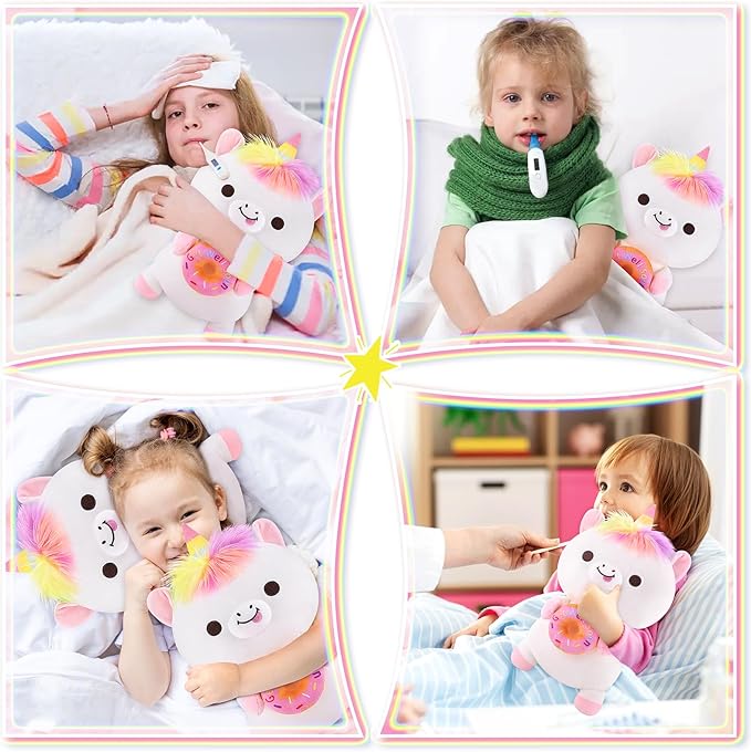 Achwishap Get Well Soon Unicorn Plush Stuffed Animal,Soft Get Well Soon Gifts for Kids Girls Adults-14” Kawaii Unicorn Plush Toy Pillow,Cute Plushies Doughnut Decoration Feel Better Gifts