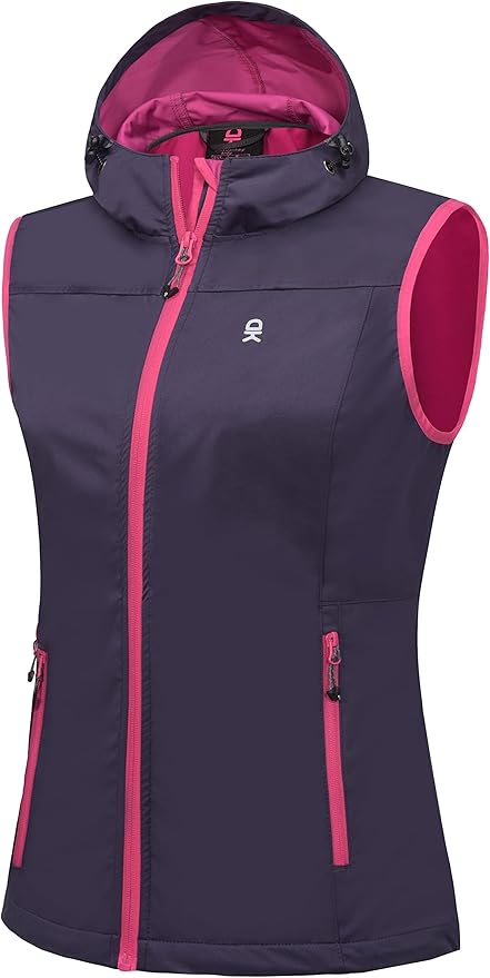Little Donkey Andy Women's Lightweight Softshell Vest, Windproof Sleeveless Jacket for Running Hiking Travel