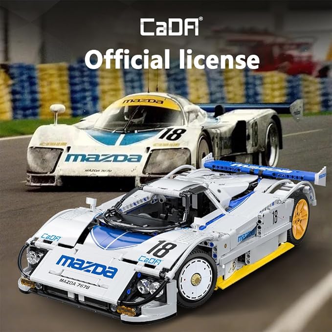 CaDA C63007W Mazda 787B Racing Car Building Blocks,1797 PCS 1:10 Licensed Supercar Technik Model Set with Rotary Engine Simulation