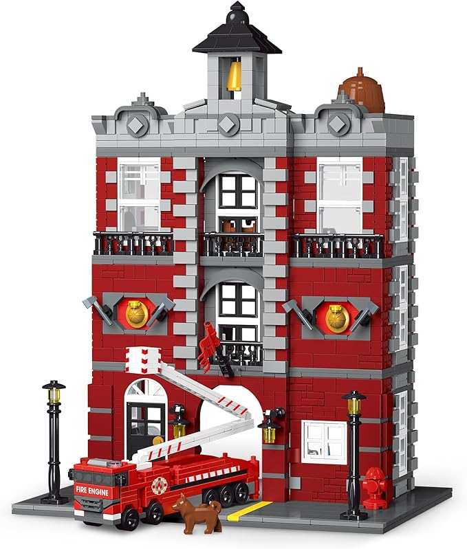 City Fire Rescue Building Set,Compatible with Lego Fire Truck Building Blocks,Birthday Gifts for Children and Adult (1823 PCS)