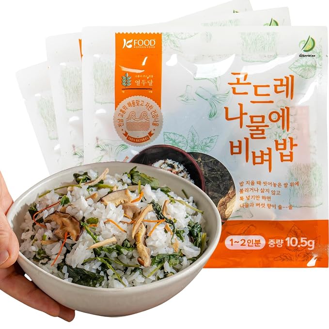Korean Food Gondre Bibimbap Kit, Dried Thistle & Vegetable, Vegan, 3 Pack | Dried Korean thistle and vegetable blend for preparing traditional bibimbap rice dishes