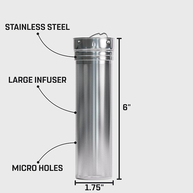 Vessence Stainless Steel Infuser - Extra Long Fine Mesh Filter for Loose Leaf Tea, Fruits or Ice | Compatible with Vessence Water Bottles